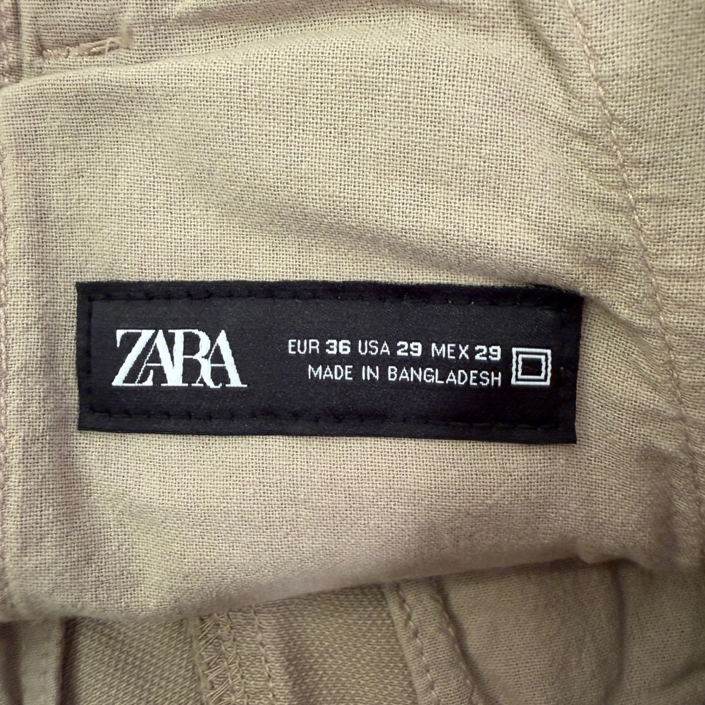 Zara Man Tan Khaki Chino Shorts Size 29 New NWT 8727/425/710 Textured Cotton - Picture 7 of 9